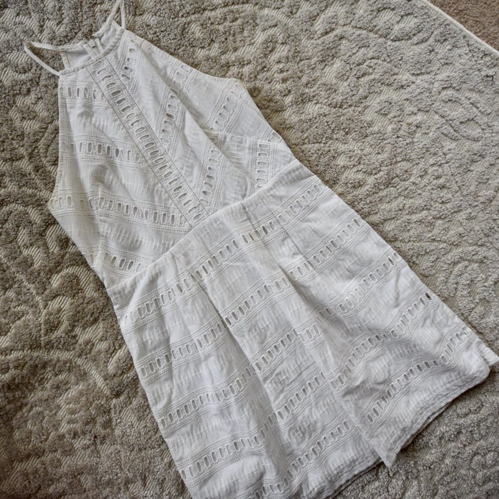 ANN TAYLOR | Women's White Mini Sundress (Size 2P)